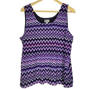 Chico's Travelers Collection Women's Vibrant Purple Pattern Top Size 3 (XL)